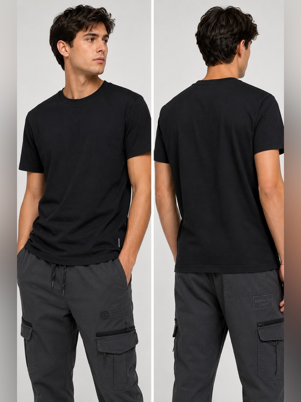 Members Only Black T-Shirt Men’s Small Cotton Tee Minimal Streetwear Basic Tee
